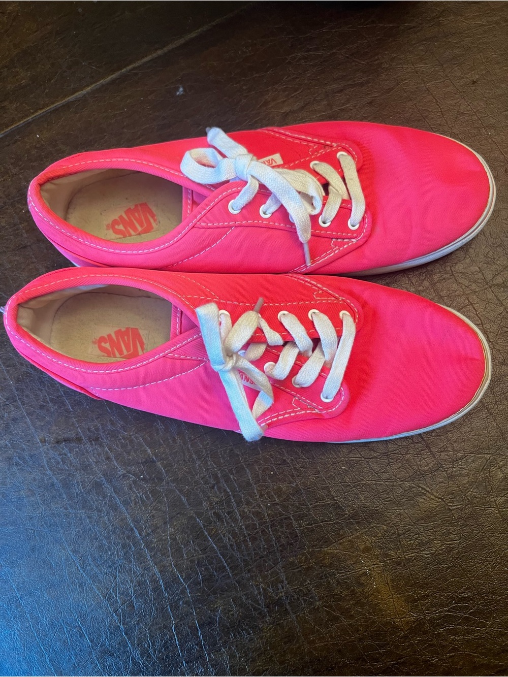 Vans Bright Pink Low-Top Canvas Sneakers with White Laces